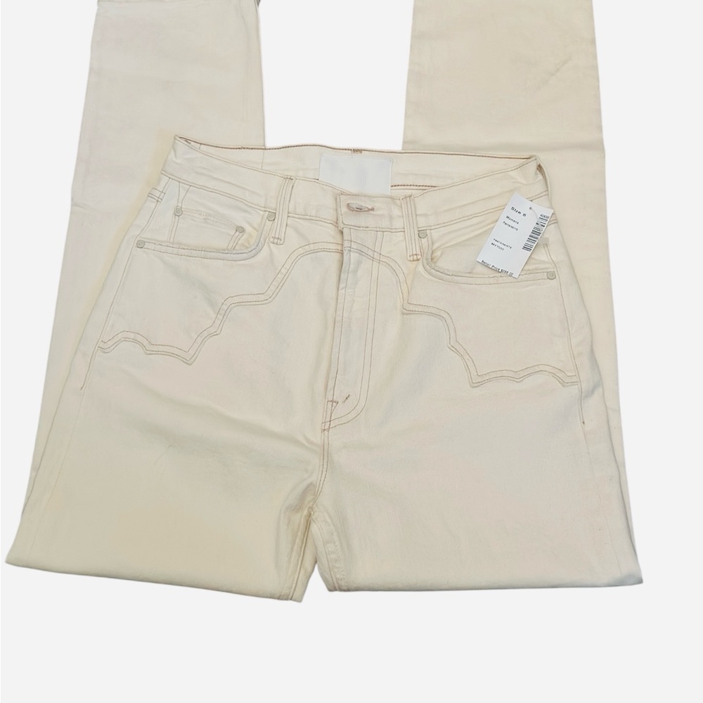 MOTHER Women's Straight Leg Jeans in Cream